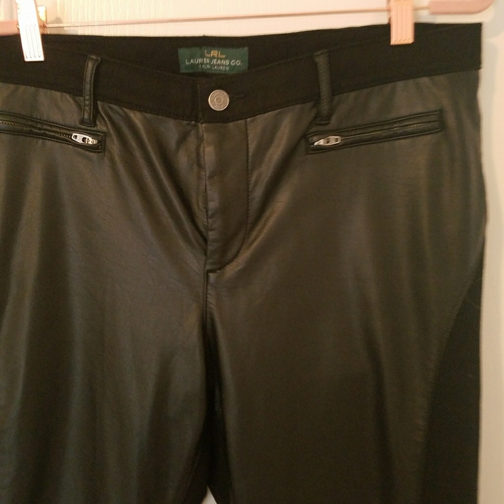 Ralph Lauren motorcycle Vegan leather black jeans.